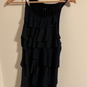 Black Ruffled Sleeveless Top